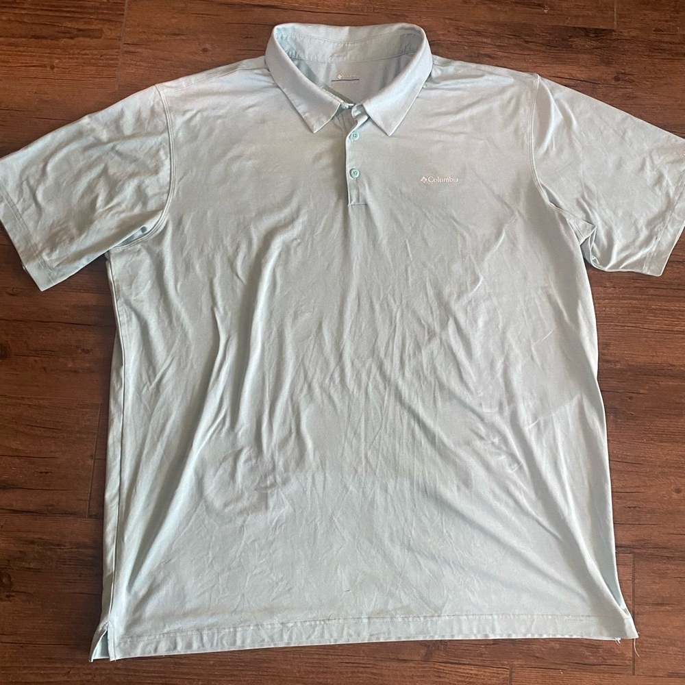 Columbia Men's light blue Polo Shirt 2XLT - Picture 2 of 7